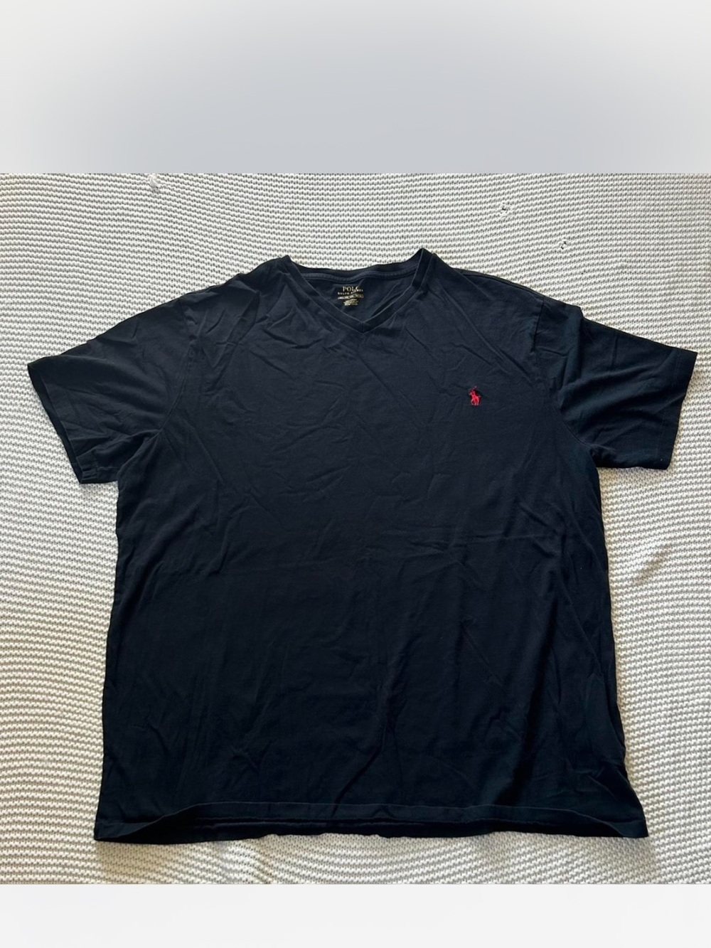 2XL Black Polo Ralph Lauren 100% Cotton Red Horse Classic Vneck Tshirt